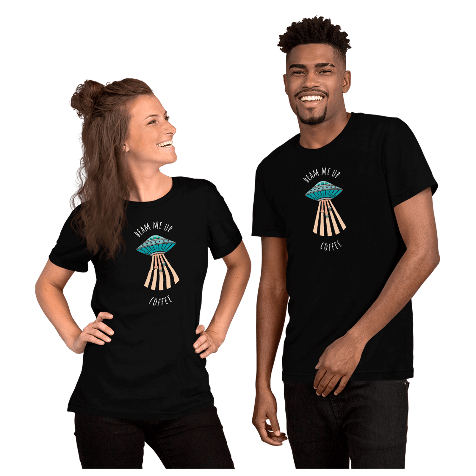 Beam Me Up Coffee T-Shirt Couple