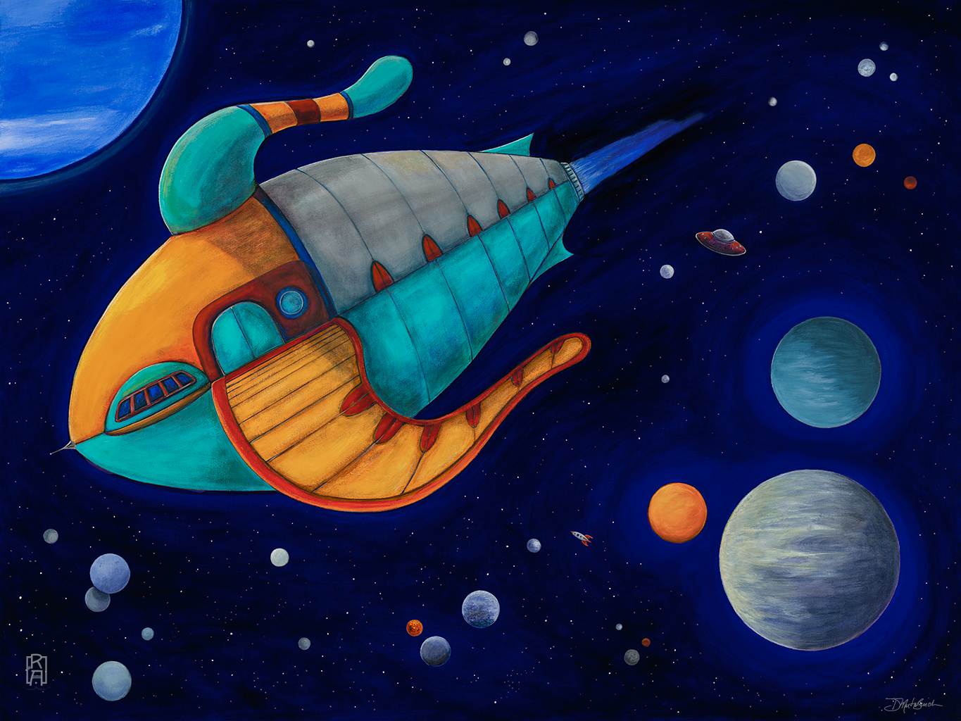 Cosimc Cruise | Acrylic & Ink Painting by Denise Marta-Burch