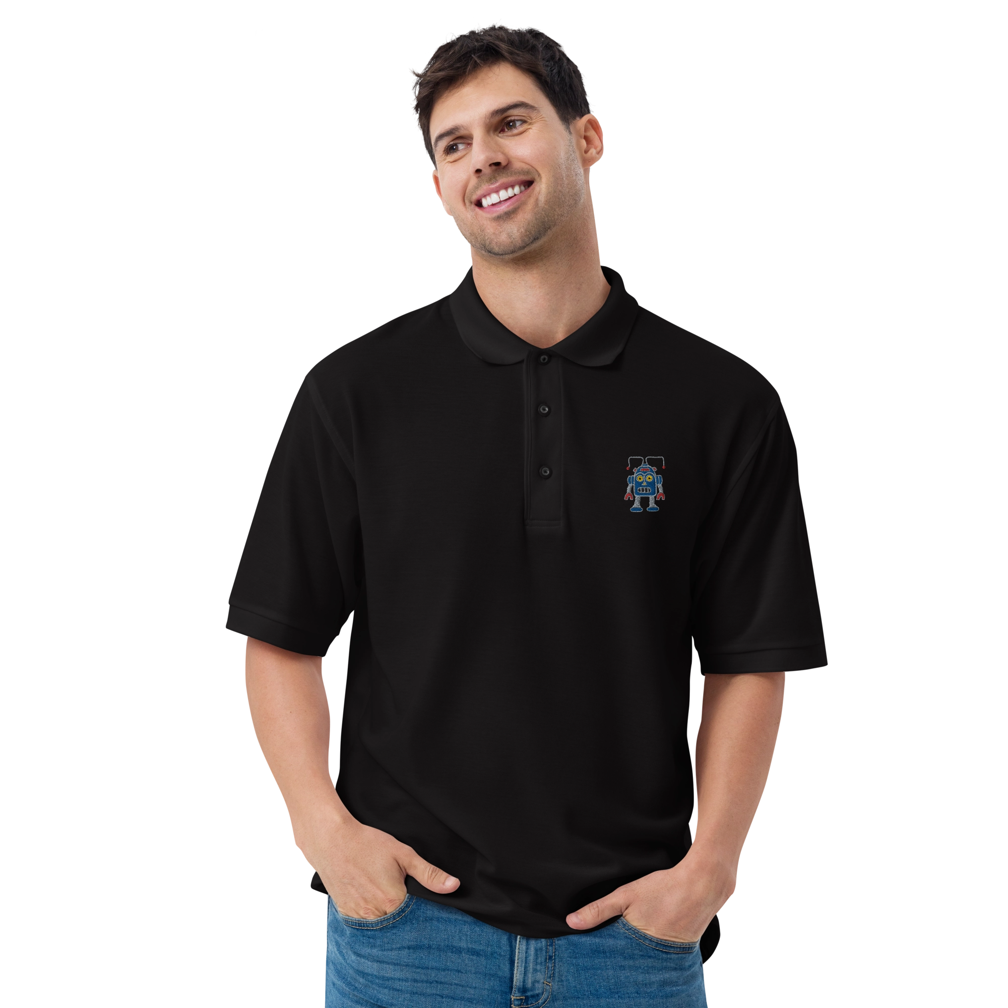 Men's Black Thunderbot Polo by Ridgeline Arts
