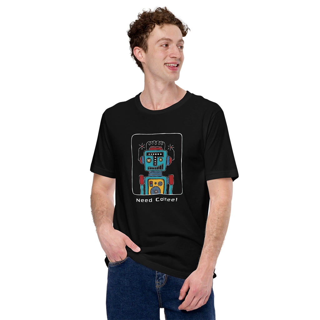 Need Coffee! | Unisex T-shirt by Riddgeline Arts