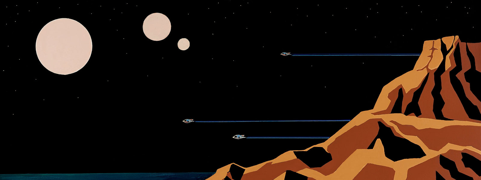 Red Planet Fly Over. Painting by Denise Marta-Burch