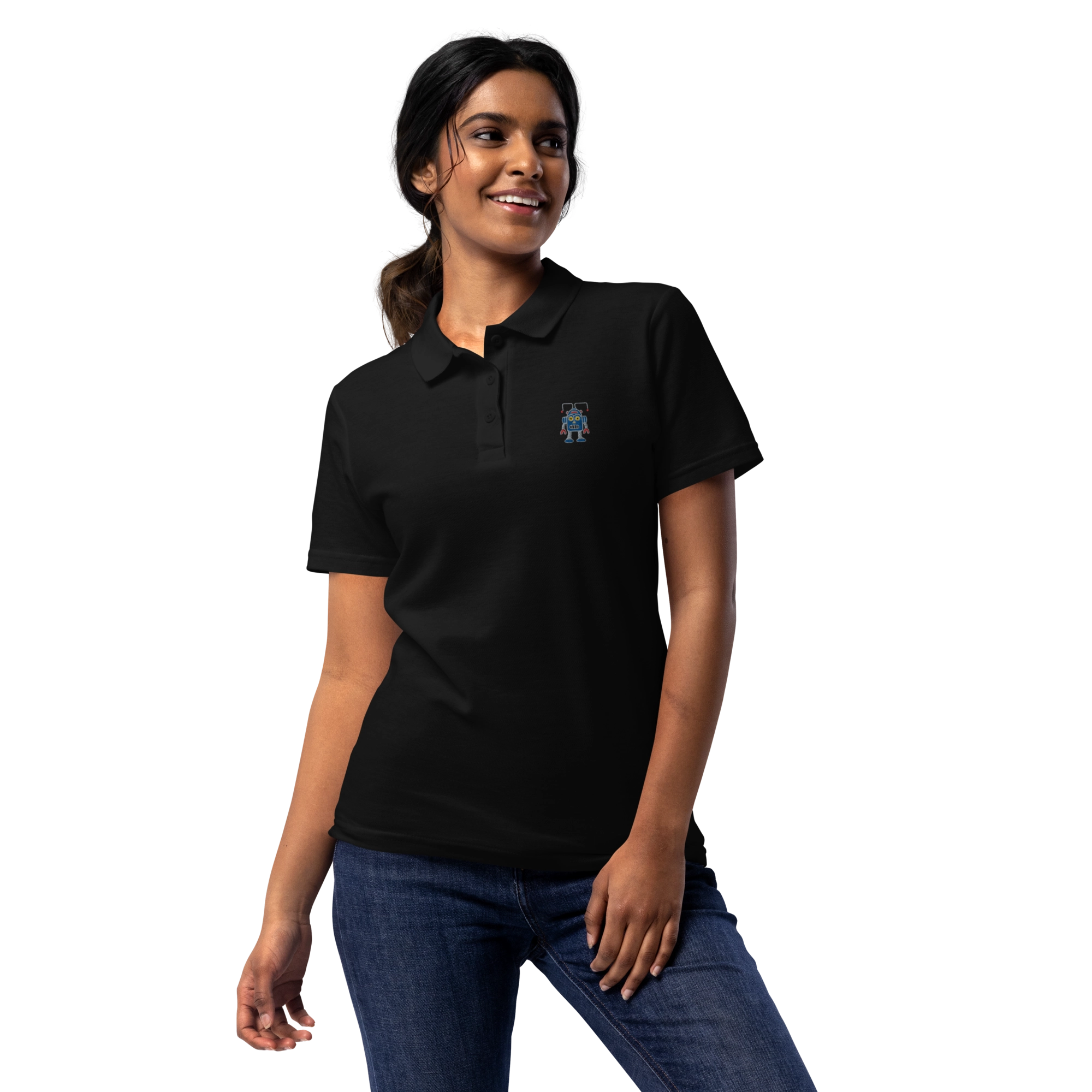 Ladies black polo t shirt best sale