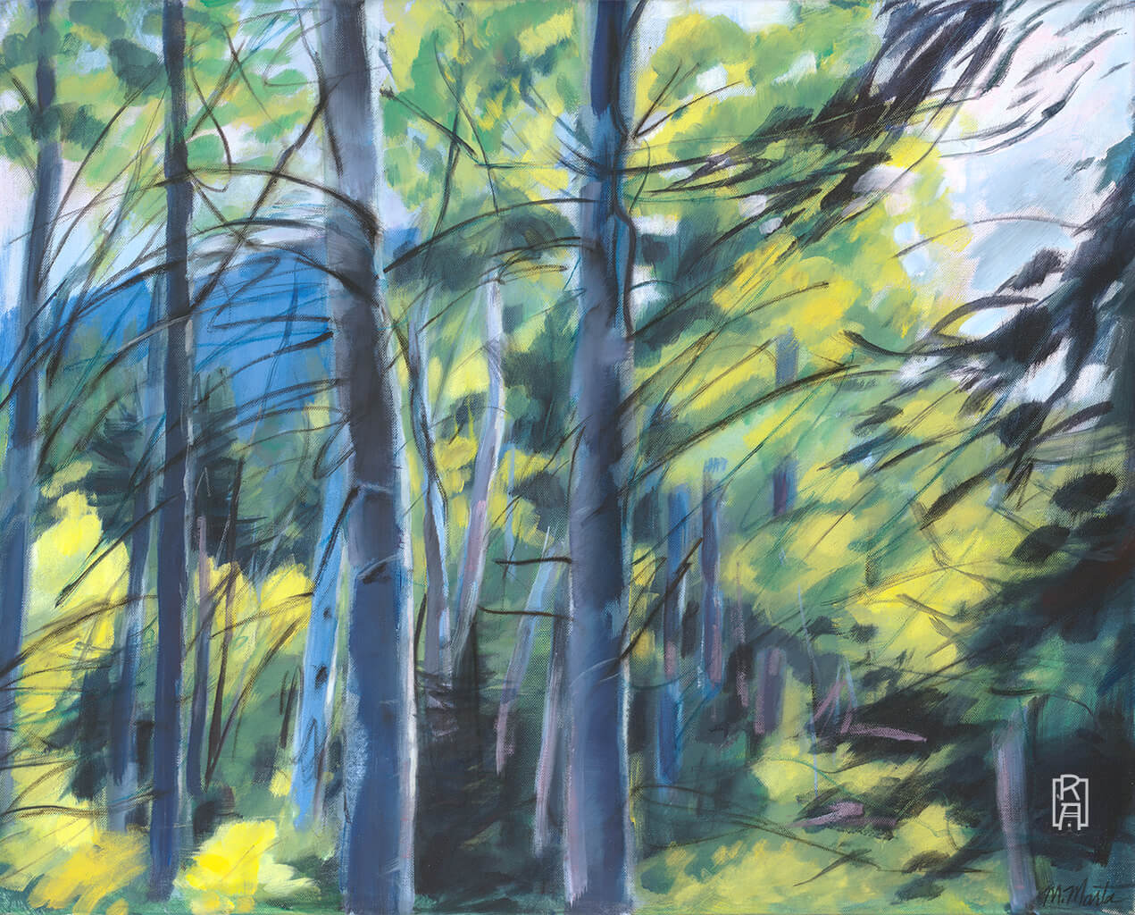 Afternoon Aura | Abstract Landscape Painting of trees by Michelle Marta-Drake 