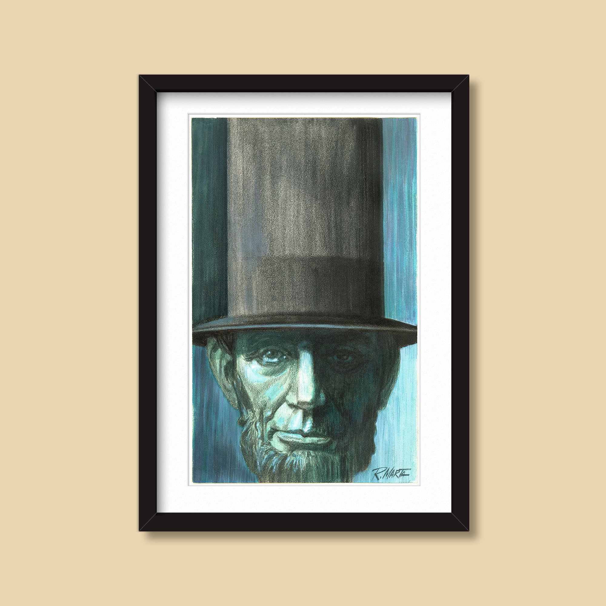 Blue Lincoln — vintage illustration by Ray Marta