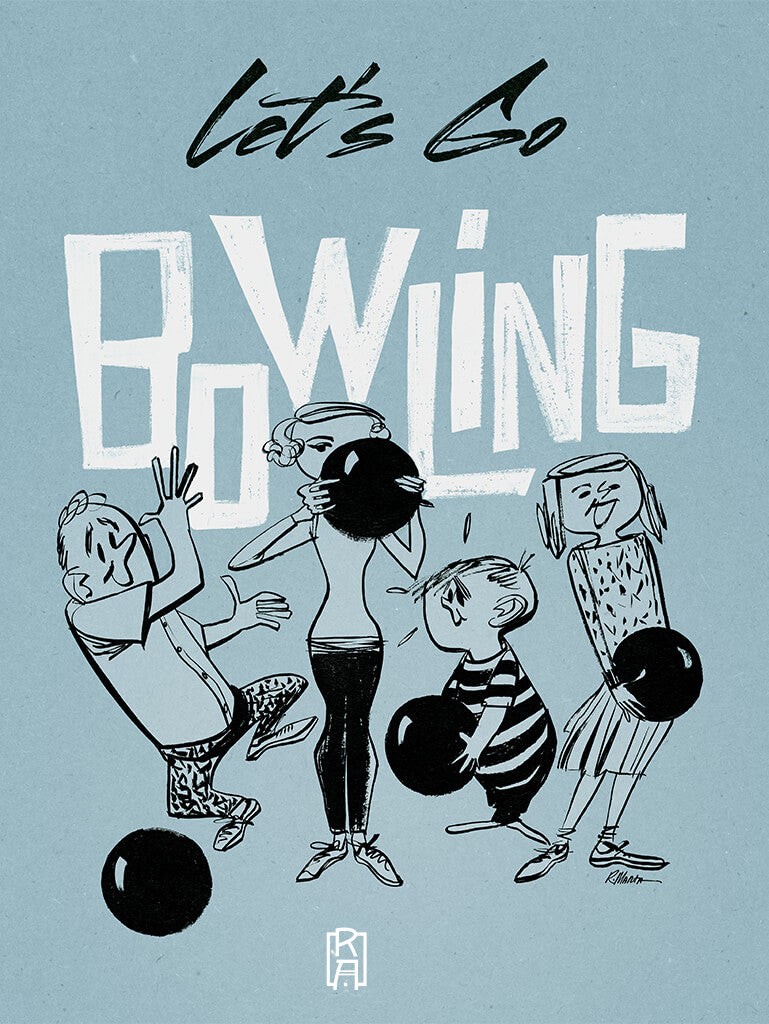 &quot;Let&#39;s Go Bowling&quot; vintage illustration by Ray Marta