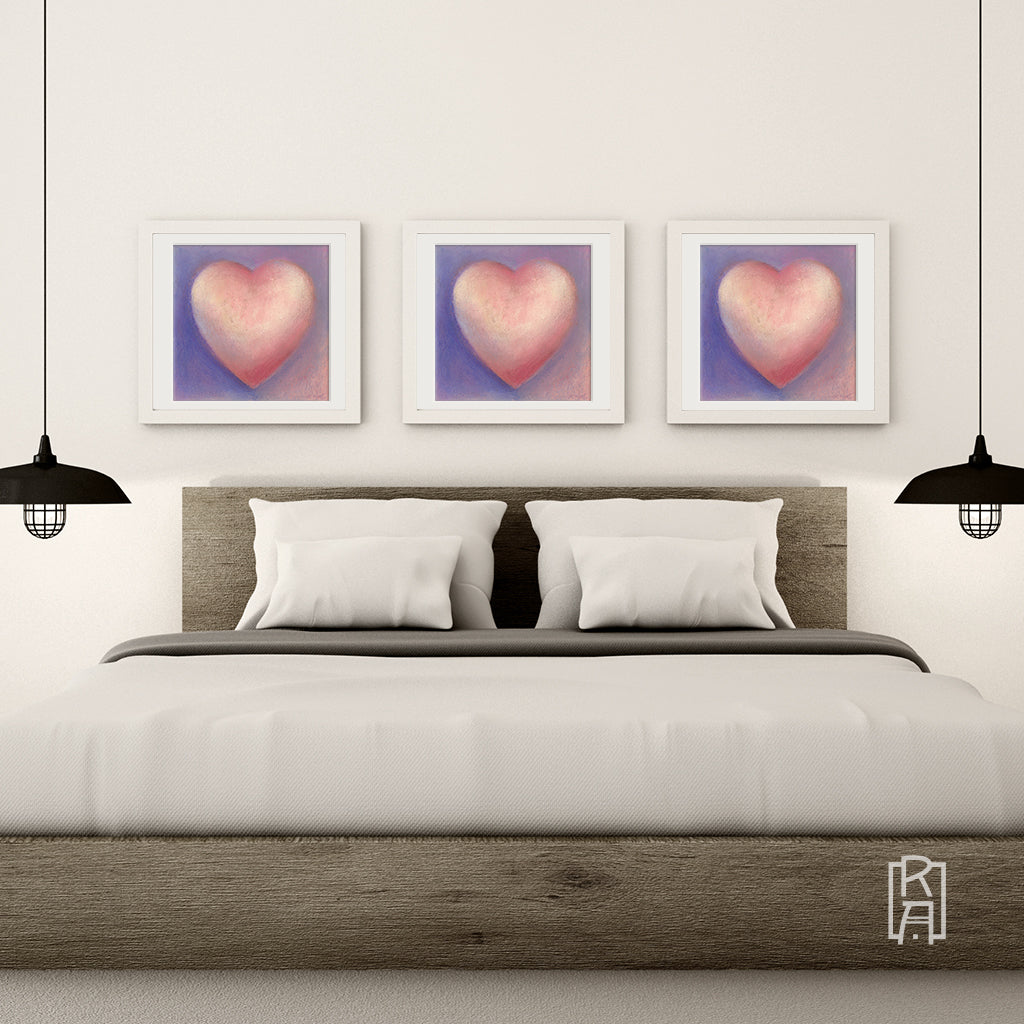 Dear Heart from the Heartworks Collection hanging in a contemporary bedroom.