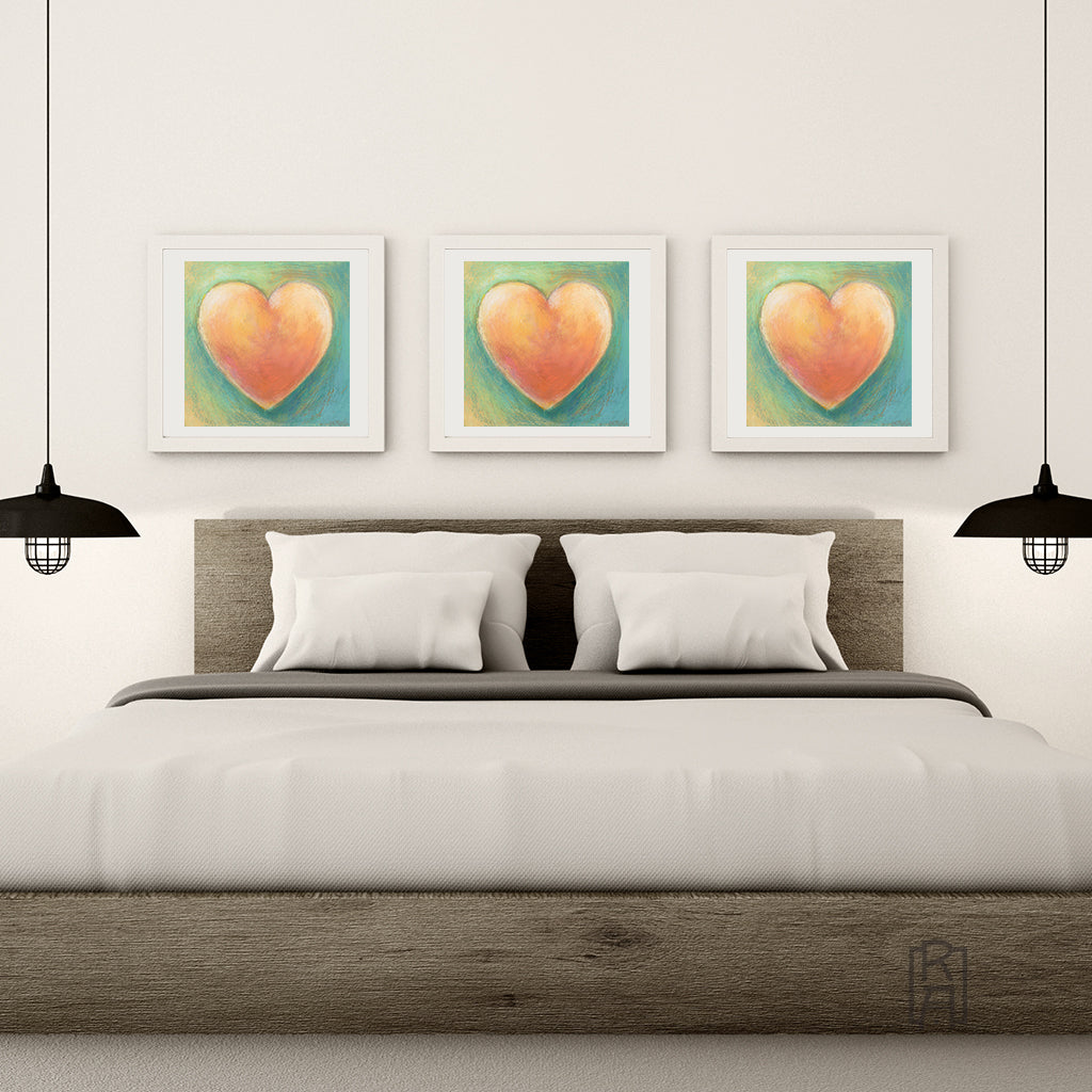 Warmhearted from the Heartworks Collection hanging in a contemporary bedroom.