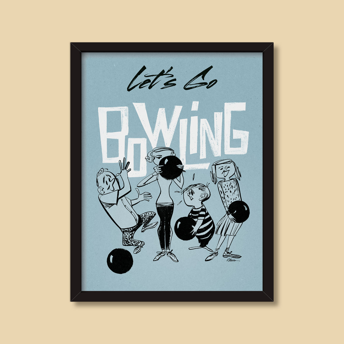 Let&#39;s Go Bowling — vintage illustration by Ray Marta