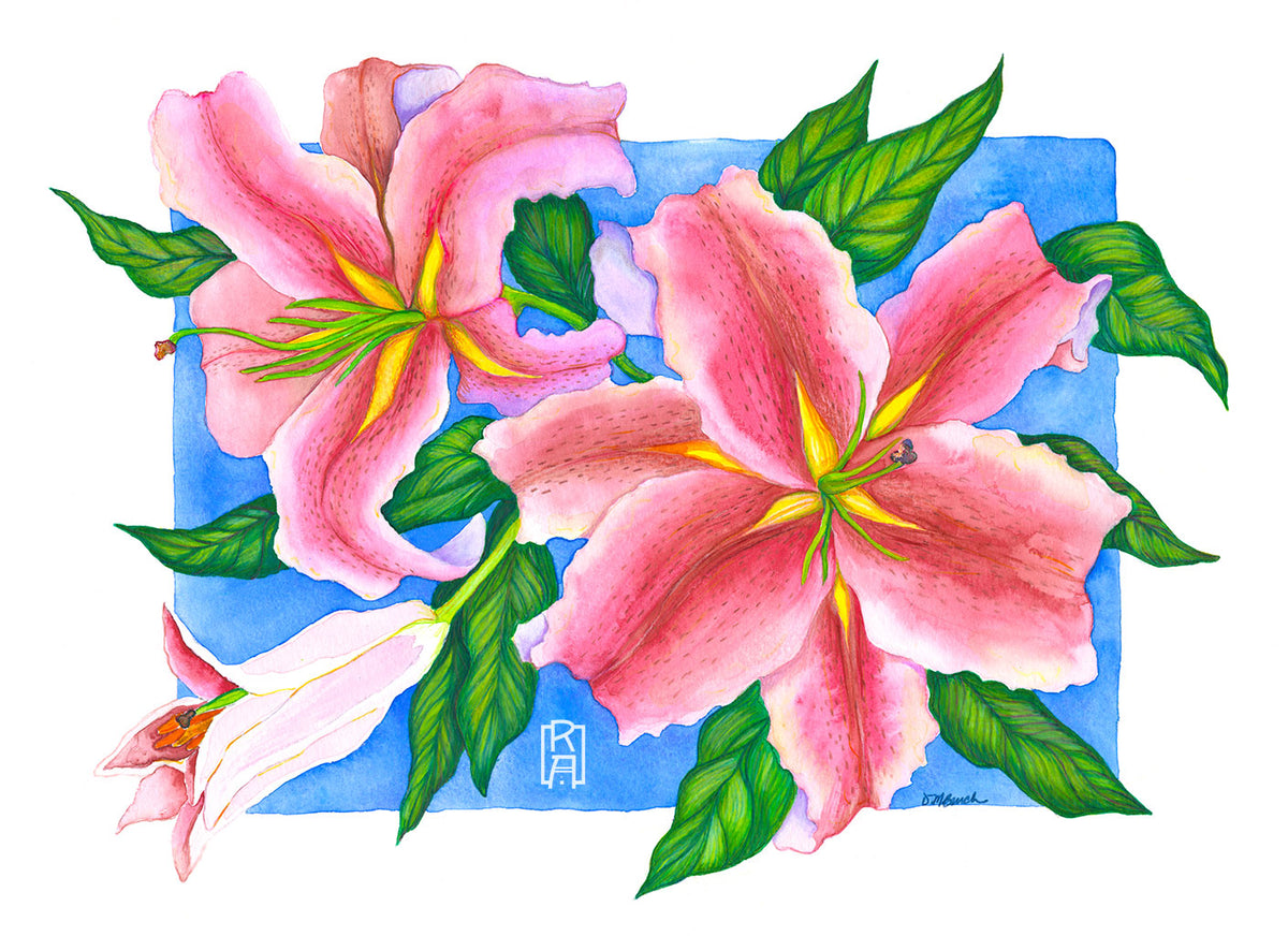 Stargazer Lilies | Mixed Media Painting by Denise Marta-Burch