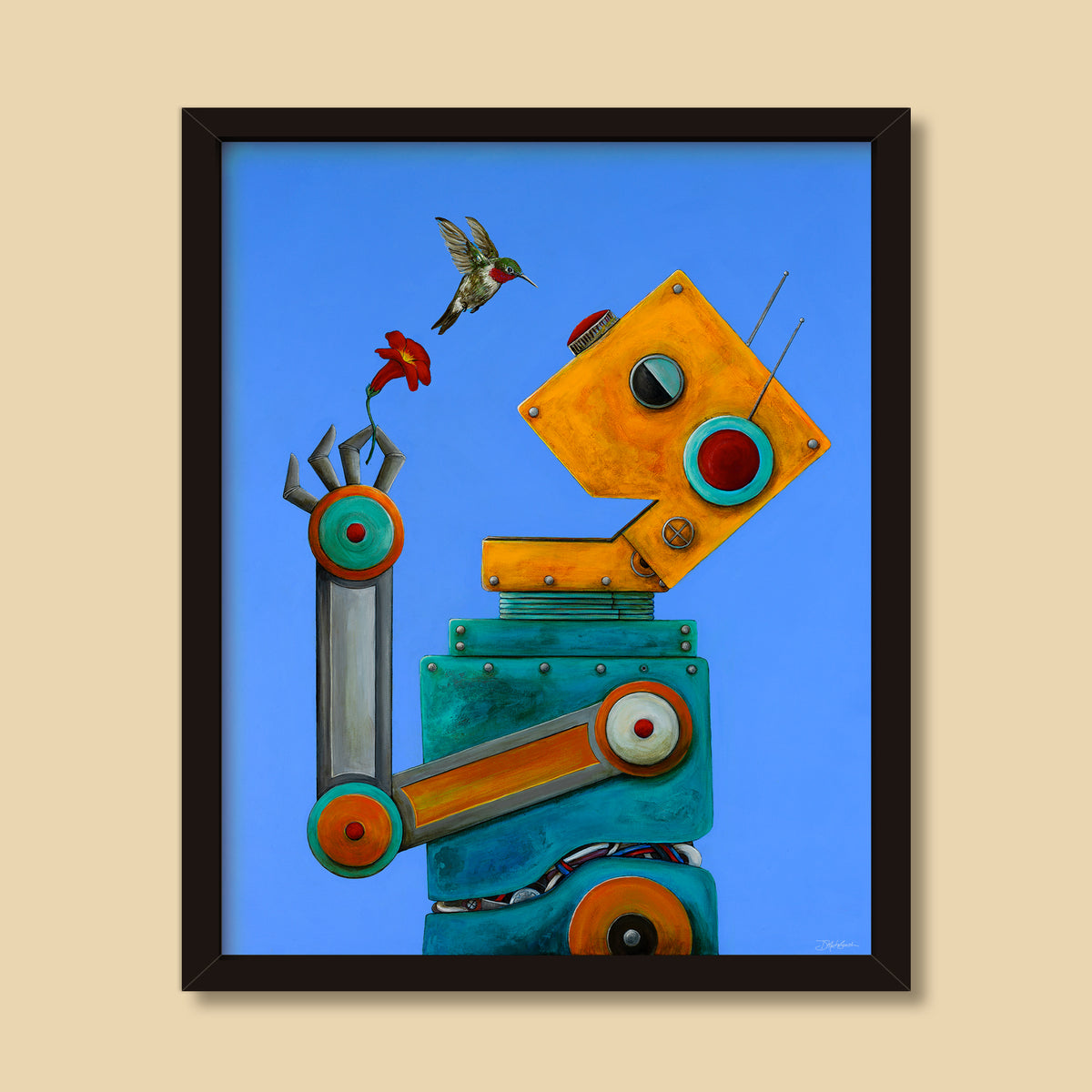 Screw Loose Joybot | Acrylic &amp; Ink Painting by Denise Marta-Burch