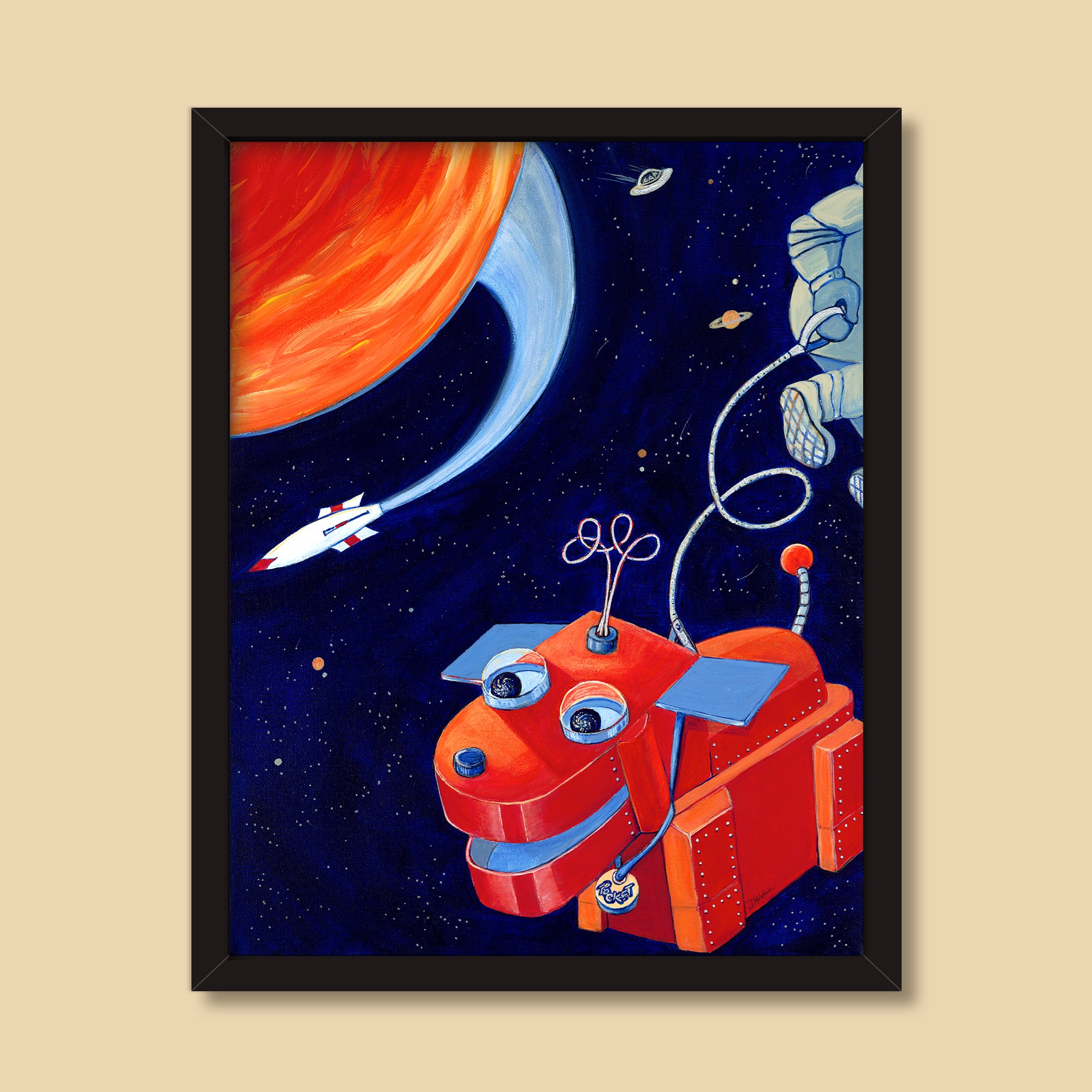 Space Walk | Mixed Media Illustration by Denise Marta-Burch