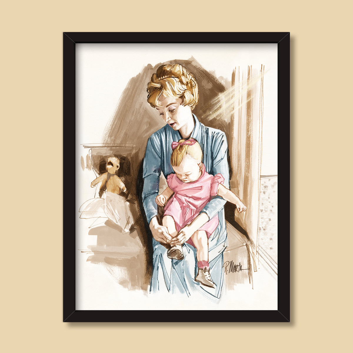 The Nursery | Vintage illustration by Ray Marta