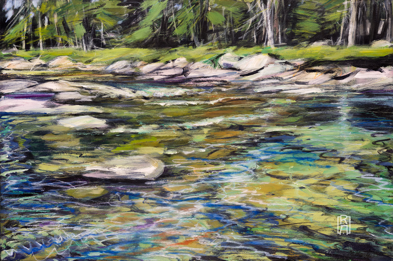 Violin Concerto, abstract landscape painting of a Sierra river by Michelle Marta-Drake