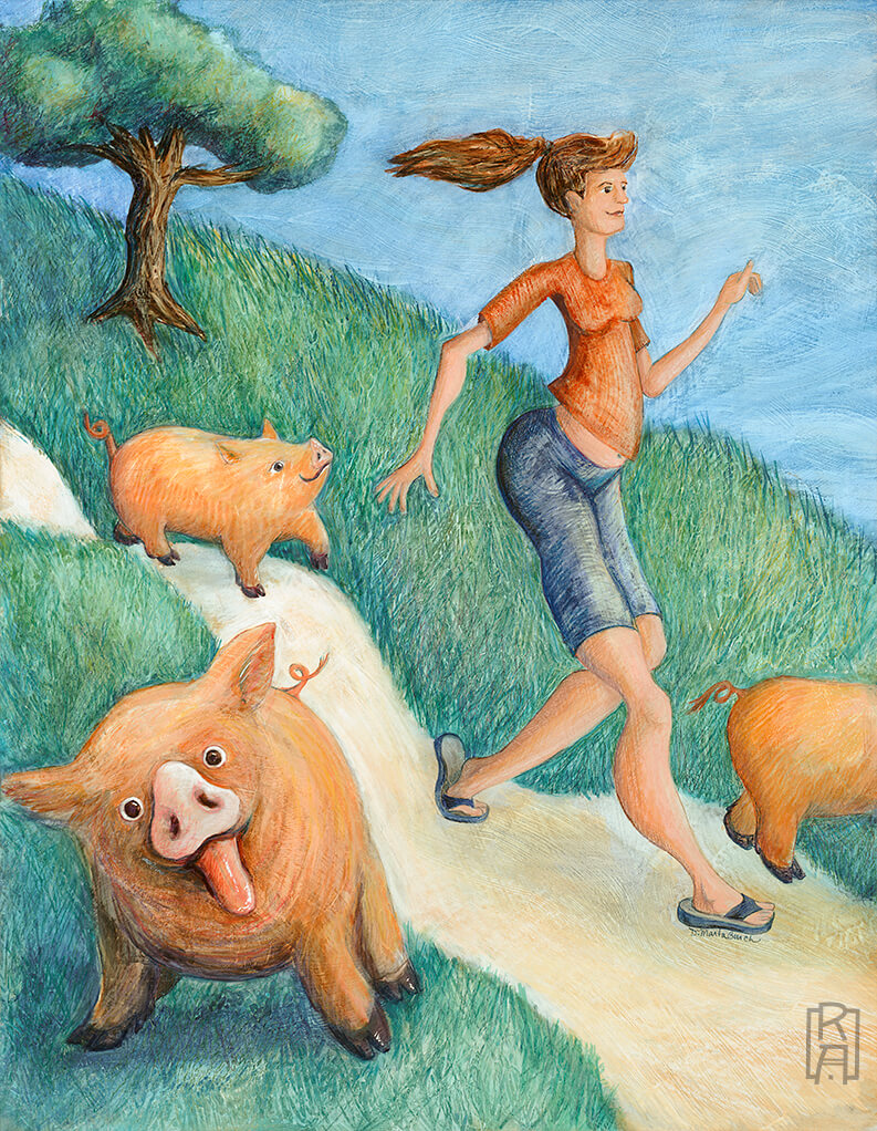 Walkies | Mixed Media Painting by Denise Marta-Burch